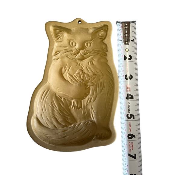 Brown Bag Cookie Art Cat Flowers Clay Stoneware Mold Vintage 1984 - Picture 3 of 4